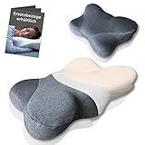 Shokunin. Nackenstützkissen mit 1 Bezug, Kopfkissen Nackenkissen gegen Nackenschmerzen Orthopädisches Ergonomisches Kissen Memory Foam, Anti Schnarch Seitenschläferkissen bei Migräne, 60x40, grau