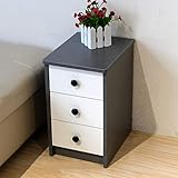 VIELAB Nachttisch Schlafzimmer Grauer Nachttisch aus MDF, Nachttisch mit 3 bunten Schubladen, Beistelltisch für Schlafzimmer/Wohnzimmer/Salon/Büro