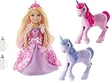 Barbie GJK17 - Dreamtopia Chelsea Spielset, Prinzessin Puppe mit zwei Baby-Einhörnern, Geschenkset, Spielzeug ab 3 Jahren