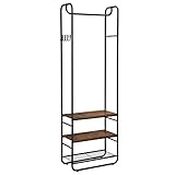VASAGLE Garderobenständer, Garderobe, Kleiderständer, mit Schuhablage, Schuhregal, Flur, Schlafzimmer, 58 x 28 x 181 cm, Industrie-Design, vintagebraun-schwarz HSR81BX