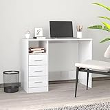 Youuihom Schreibpult, Büroschreibtische, Computerschreibtische, Schreibtisch mit Schubladen Hochglanz-Weiß 102x50x76 cm Geeignet für Schlafzimmer, Wohnzimmer, Büros, Schlafsäle