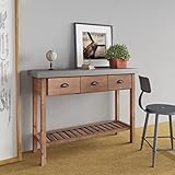 JUNZAI Konsolentisch, Console Table, Kommode, Beistelltisch, Wohnzimmertisch, Beistellregal, Medienkonsole, Seitentisch, 110x35x80 cm Massivholz Tanne