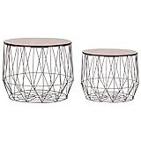 vidaXL Couchtisch 2-TLG. Korbtisch Beistelltisch Kaffeetisch Sofatisch Wohnzimmertisch Metallkorb Satztisch Aufbewahrungskorb Kupferfarben