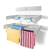 Step Up Wäscheständer - wandmontiert - ausziehbar - Wäscheständer klappbar, faltbar für drinnen oder draußen - platzsparendes, kompaktes Design, 25 kg Tragkraft, 6 m Leitung (100 cm - weiß)