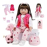 SYP Reborn Puppe Lebensecht 24 Zoll 60 cm Reborn Baby Mädchen Weiches Silikon Vinyl Simulation Reborn Babypuppen Wie Echt Puppe Handgemachtes Reborn Toddler Mädchen Spielzeug Weihnachts Geschenk