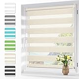 Doppelrollo 50x180 cm Leinen Klemmfix,Rollos für Fenster Tür ohne Bohren,Sichtschutz Fensterrollo innen,Klemmrollo Duo Rollo in Blickdicht Sonnenschutz