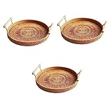 Cabilock 3 Stück Rattan-Aufbewahrungskorb Aufbewahrungskorb Serviertabletts Aus Holz Kaffeetablett Vintage-Brotkasten Rattan-Wc-Tankkorb Frühstückstabletts Handgeflochtenes