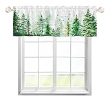 Kiefer Baum Scheibengardinen Bistrogardine mit Stangendurchzug Kurzstore Gardine Modern Cafehausgardine für Wohnzimmer Landhaus Multicolor 137x45cm,2 Stück