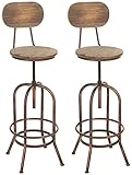 CLP 2er Set Barhocker Pino I Höhenverstellbare Thekenhocker Mit Holzsitz Und Metallgestell, Farbe:Bronze