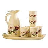 Wasserkrug Kühlschrank Keramikkugeln Becher Tablett Set Große Kapazität Wasserkugel Saft Jar Home Office Porzellan Getränke 8-teilig Set Hitzebeständige Kanne Wasserkaraffe (Color : B)