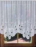 DEMASol Jacquard-Bogenstore Flora weiß Gardinenstore mit Blumen-Muster Vorhang mit Faltenband
