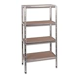 SCHULTE Regalwelt Schwerlastregal XL mit 4 Holzböden, Traglast pro Ebene 250 kg, 180x140x50 cm (HxBxT), verzinkt, Lagerregal, Kellerregal, Werkstattregal, Steckregal