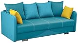 MKS Meble Schlafsofa - Sofa mit Schlaffunktion - Bettsofa Polstersofa Couch - Wohnzimmer Sofa mit Holzbeinen Türkis