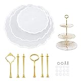 Anyasen Etagere Silikonform Silikonformen Resin Epoxidharz Formen für Ständern Kuchenteller 3-Teilige Obst Tablett Harz DIY Handwerk Silikonform Gießform für Cupcake Ständer Obst Dessert oder Tee