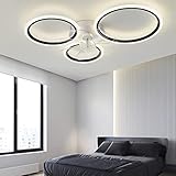 Moderne Deckenventilatoren mit Lampen, geräuschlos, LED, dimmbar, weiß, intelligenter Deckenventilator mit Beleuchtung, 6-Gang-Timer, umkehrbares Design, Kronleuchter mit Ventilator und Fernbedienung