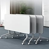 3-teilige faltbare Besprechungstische, mobiler Trainingstisch mit Klappdeckel und feststellbaren Rädern, weißer Konferenztisch, der sich sofort aufklappen und verwenden lässt ( Größe : L120*W40*H75cm