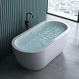 doporro Freistehende Design-Badewanne Vicenza501 180x80x60cm mit Überlauf aus Gussmarmor in Weiß