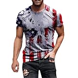 Herren Tops 2023 Casual T Shirts Sommer T-Shirts Herren T Shirt Unabhängigkeitstag 3D Digital Printing Casual Basic Tee Tops Jeans Knopf Hemd Herren Kleid Shirt, A2-rot, M