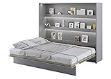 Schrankbett Bed Concept, Wandklappbett mit Lattenrost, V-Bett, Wandbett Bettschrank Schrank mit integriertem Klappbett Funktionsbett (BC-14, 160 x 200 cm, Grau/Grau, Horizontal)