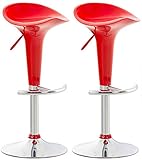 CLP 2er Set Barhocker Saddle Mit Drehbarem Kunsttoffsitz Und Fußablage I Höhenverstellbarer Hocker Mit Metallgestell In Chrom-Optik, Farbe:rot