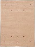 carpetfine Wollteppich Gabbeh Uni Beige 140x200 cm | Moderner Teppich für Wohn- und Schlafzimmer