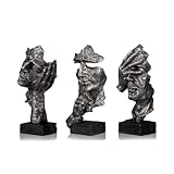 Marimor Statuen und Skulpturen 3 Stück Skulpturen Deko modern Statue und Skulptur Deko Dekofigur .Deko Skulptur und Büste für Büro Wohnzimmer Schlafzimmer Regal Schreibtisch Geschenk (Silber)