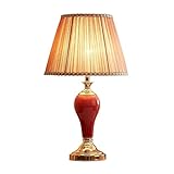 Tischlampe 22,83 Zoll rote Nachttischlampe Antike und Elegante Keramik Schreibtischlampe Nachtlampe Heimdekoration Lampe Nachttischlampe (Color : A)