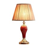 Tischlampe 22,83 Zoll rote Nachttischlampe Antike und Elegante Keramik Schreibtischlampe Nachtlampe Heimdekoration Lampe Nachttischlampe (Color : A)