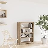 TECHPO Bücherregal mit 4 Etagen, 80 x 30 x 110 cm, Massivholz, Akazie, mit Farbe: Braun