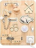 Busy Board Für Kleinkinder – Sensorisches Holzspielzeug Für 3-Jährige – Reisespielzeug Mit Pädagogischen Aktivitäten Und Aktivitätsschnalle Für Die Feinmotorik Für Jungen Und Mädchen,Tranquillity6