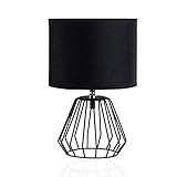 Pauleen 48016 Shiny Diamond Tischleuchte max. 20W Tischlampe für E27 Lampen Nachttischlampe Schwarz 230V Metall/Stoff ohne Leuchtmittel