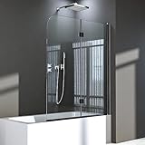 Duschwand für Badewanne 100 x 140 cm,2-teilig faltbar Duschwand Duschabtrennung mit 6mm Nano Glas,Schwarz