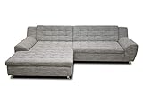 DOMO. collection Morton Ecksofa | Sofa mit Schlaffunktion in L-Form, Eckcouch mit Bett, weiß-grau, 304x200x84 cm
