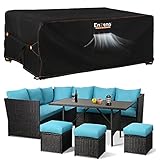 Enzeno Abdeckung für Gartenmöbel wasserdichte, Rattanmöbel Abdeckung Winterfest 420D Oxford Gewebe Loungemöbel Abdeckung, Abdeckplane Schutzhülle für Gartentische, Stühle und Möbelsets 250x250x90cm