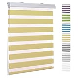 Doppelrollo Klemmfix ohne Bohren 85x220cm lichtdurchlässig Blickdicht Fensterrollos mit Klämmträger, für Wohnzimmer, Schlafzimmer und Küche Beige