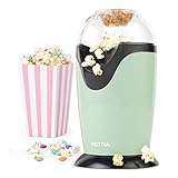 Petra PT0493GRVDEEU7 Elektrische Heißluft-Popcorn-Maschine, 1200W, Retro-Look, für süßes und salziges Popcorn, fettfreie gesunde Snacks, inkl. Messbecher, in weniger als 3 Minuten, BPA-frei, grün