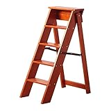 TEmkin Trittleitern, 5-Stufen-Leiter, weiße Holzleiter mit rutschfesten Stufen, 100 cm hoch, Standleiter, Ausstellungsregale, Moderne Leiter für Zuhause, Büro,