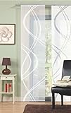 Home Fashion 96662 | 6er-Set Schiebegardinen TIBERIO | Scherli Blickdicht & transparent | wollweiß | je 245x60 cm