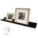 Wackadoo® Holz Bilderleiste 3er Set inkl. Befestigungsmaterial und Eiche Bilderrahmen Bilderschiene Galerieschiene Wandregal Wandboard (Set Quadratisch)