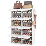 Vicye Schuhregal Organizer, 8 Etagen Schuhschrank 32 Paar Schuhregal Organizer Tragbares Schuhregal Organizer, Platzsparendes Schuhregal für Schrank Eingang Schlafzimmer Flur (Weiß, 2 x 8)