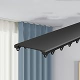 Schlanke Deckenschiene, Robuste, Mit Vorhängen Verbundene Doppelschienen, Aluminium Vorhangschiene In Weiß, Raumteiler Gardinenstange, Für Wohnzimmer, Badezimmer, Schlafzimmer (Color : Black, Size :