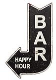 zeitzone Nostalgisches Blechschild BAR Happy Hour Wegweiser Vintage 40x25cm