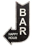 zeitzone Nostalgisches Blechschild BAR Happy Hour Wegweiser Vintage 40x25cm