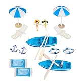 Strand Mikrolandschaft Strand Deko Miniatur Set Miniatur Strand Deko Mini Liegestuhl Deko Klein Miniliegestuhl Strandkorb Mini Stranddekorationen Für Diy Garten Sandkasten Swimmingpool Geschenk(18pc)