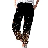 Weite Hose Damen Sommer Große Größe Leicht Jogginghose Weite Hosen Teenager Mädchen Fit Leinenhose Atmungsaktive Leinen Hosen Loose Kurze Hosen Damen Sommer Knielang Elegant Haremshose Sommerhose