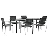 vidaXL 7-teiliges Gartenset mit Kissen Polyrattan und Stahl