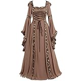 Eauptffy Abendkleid Grün Lang Damen Kleidung Boden Cosplay Mittellang Frauen Vintage Gotische Frauenkleid Grüne Tunika Mittelalterlich Partykleid Mädchen 116 Maid Cosplay Kleid Für Halloween