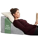 WELL B4 Ergonomisches Lesekissen für Bett und Sofa, MITTELWEICH – Bequemes Rückenkissen mit Memory Foam – Reflux Kissen, Keilkissen Bett, Bettkissen Rückenlehne im Sitzen und Liegen, grau