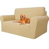 YSTELLAA Stretch Sofa überzug 2 Sitzer, Super Elastisch Sofabezug Mit Armlehnen Waschbarer, kratzfester rutschfest Sofa Cover für Hunde Katzen und Haustiere(Beige, Sofa Breite 145cm-178cm)