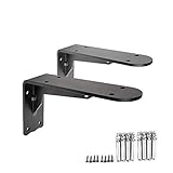 AAKOMA Regalhalterungen, 2 X Robuste Regalhalterungen, Industrielle Regalhalterungen Und -Stützen, Schwarze Regalhalterungen Für Die Wandmontage, Maximale Belastung: 300 Kg, Mit Schrauben/7 Größen/400